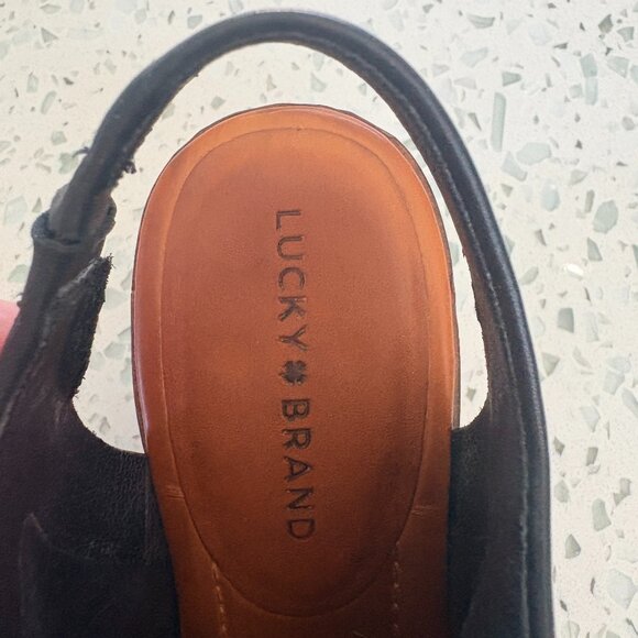 Lucky Brand Rhazy Leather Sandals Heels 10 - Picture 4 of 6
